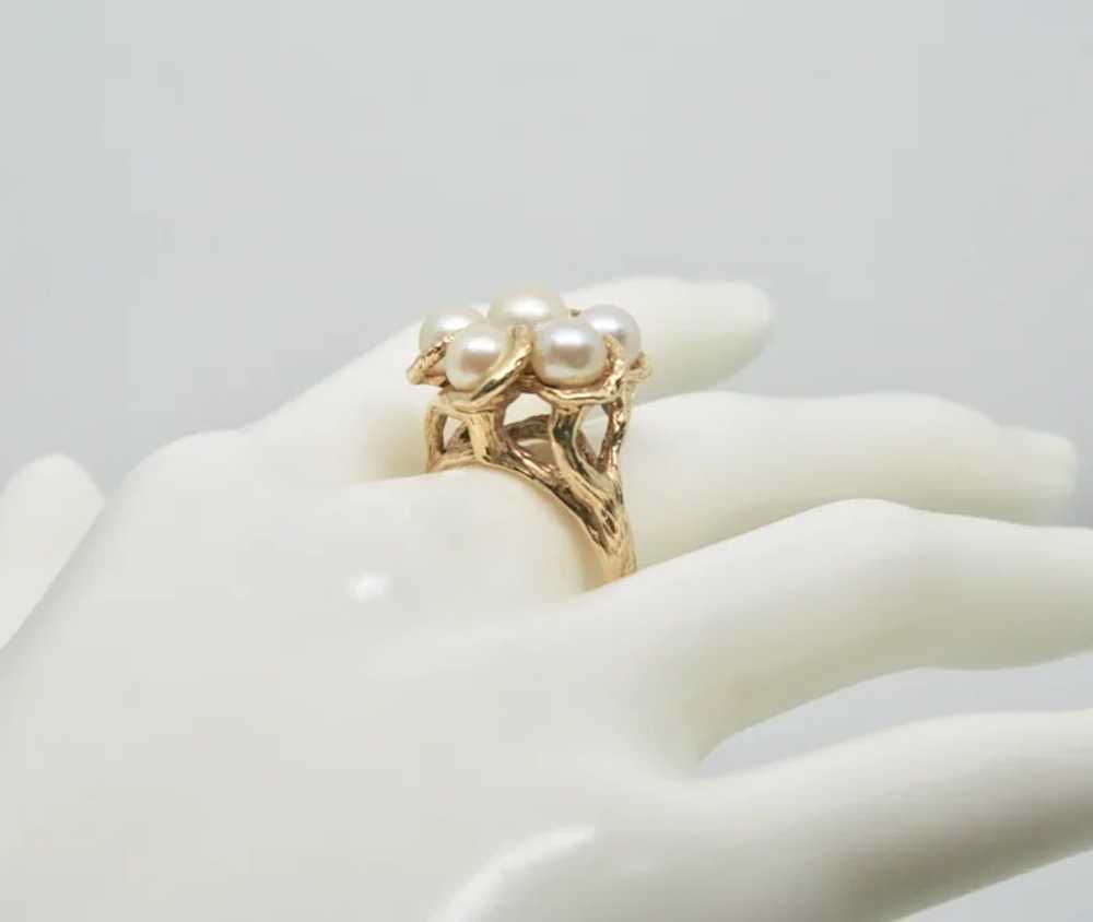 14k Gold Cultured Pearl Ring~ Size 8 - image 6