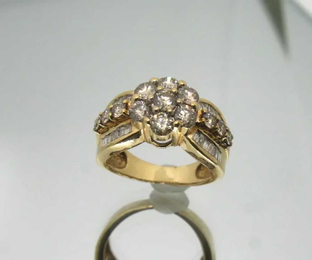14K Solid Gold & 2.00+ TCW Diamond Cluster Ring - image 3