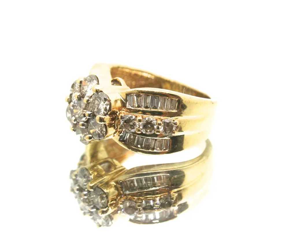 14K Solid Gold & 2.00+ TCW Diamond Cluster Ring - image 6