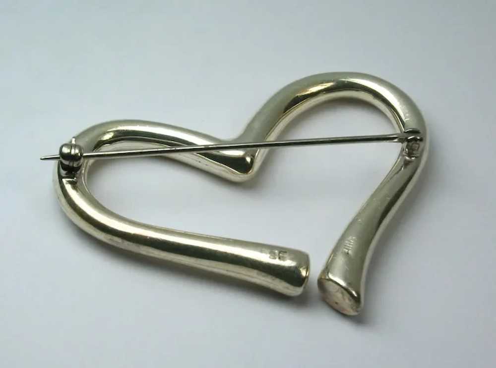 Sterling Silver Heart Brooch Pin - image 2