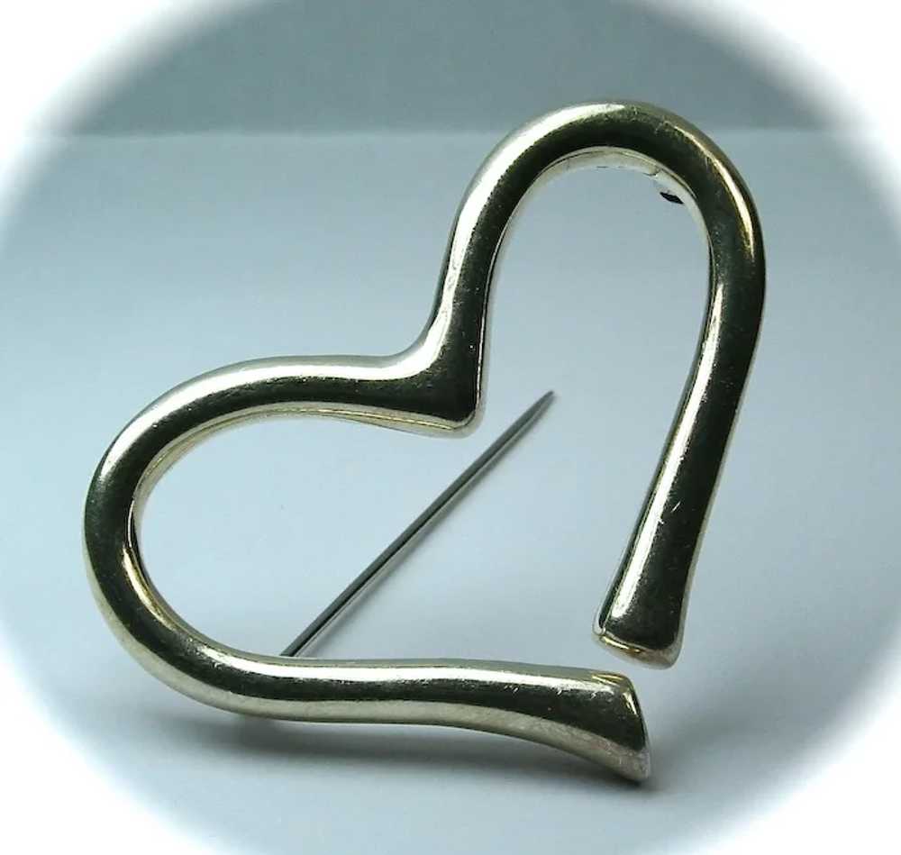 Sterling Silver Heart Brooch Pin - image 3