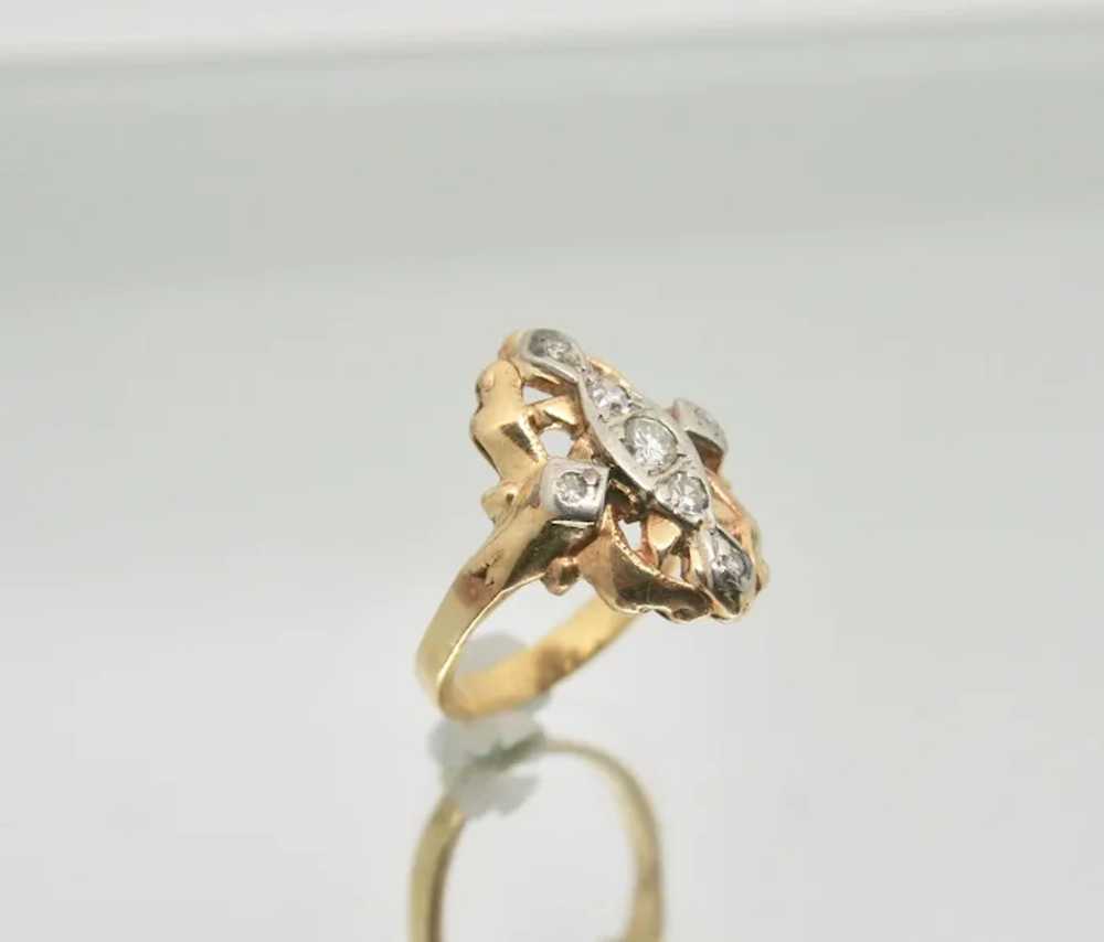 14k Gold Vintage Diamond Dinner Ring - image 2