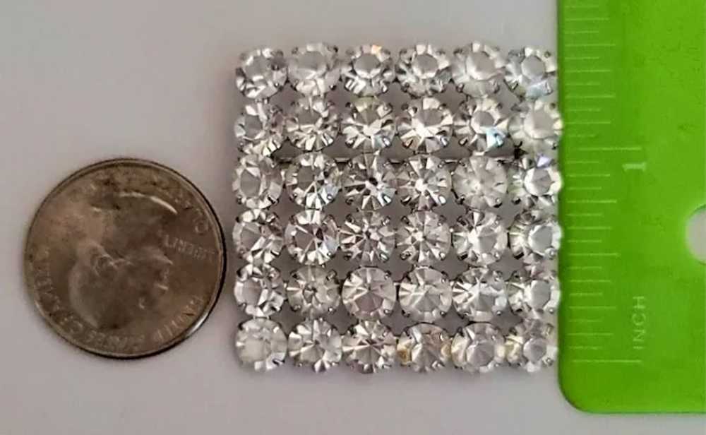 Silver Tone Square Clear Rhinestone Waffle Style … - image 4