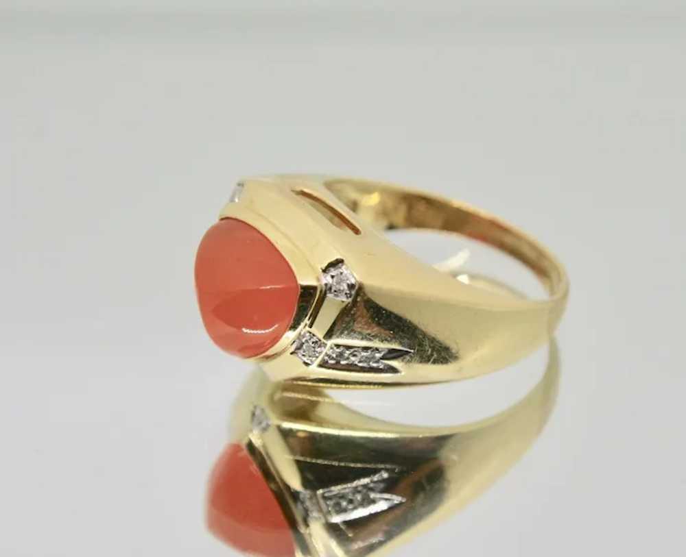 14k Solid Gold & Orange Tourmaline Fine Ring with… - image 4