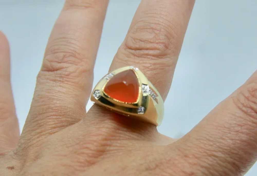 14k Solid Gold & Orange Tourmaline Fine Ring with… - image 7