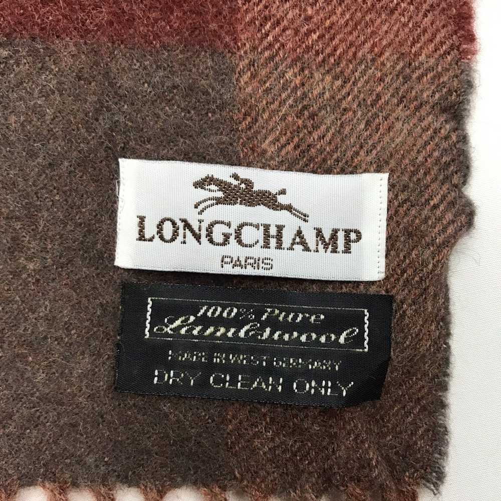 Longchamp LONGCHAMP PARIS Plaid Scarf Fringes Lam… - image 5