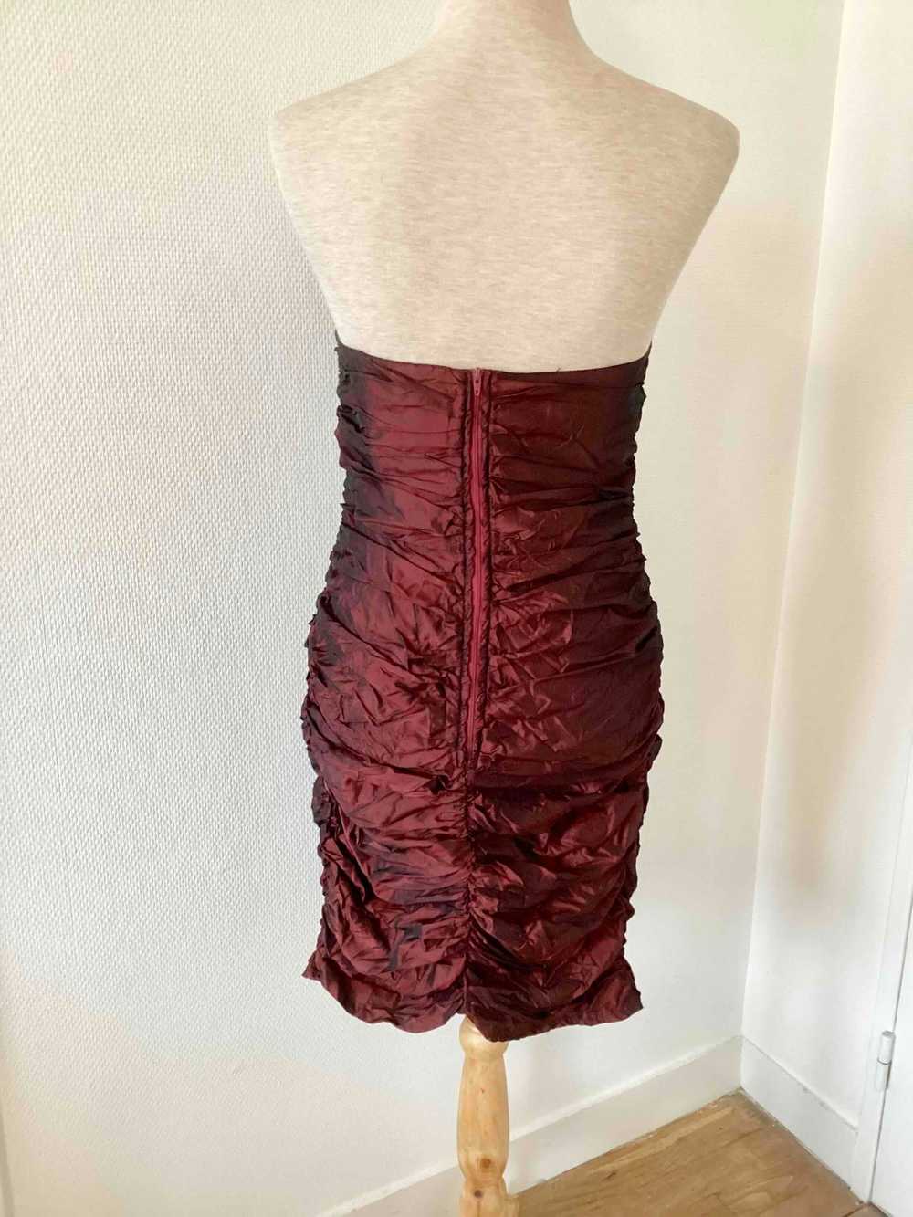 80's strapless dress - Bustier dress in burgundy … - image 4