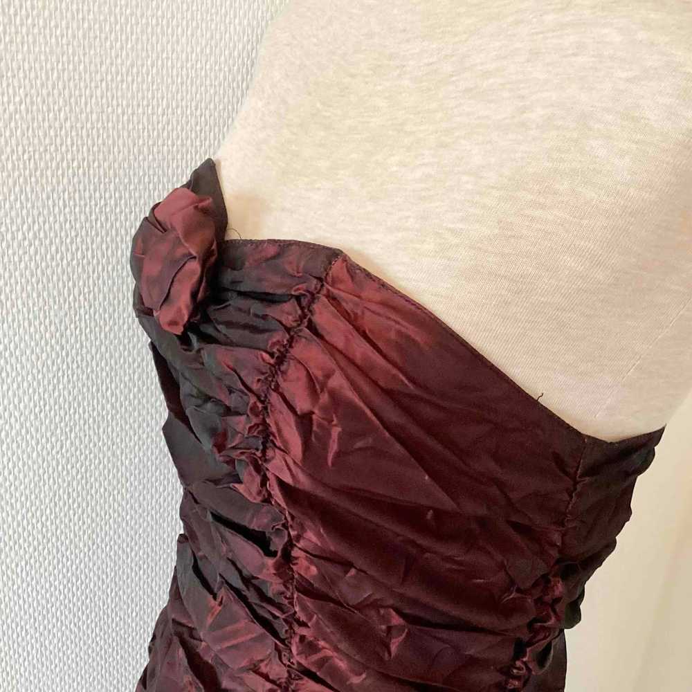 80's strapless dress - Bustier dress in burgundy … - image 5