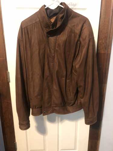 Remy Remy double collar brown leather jacket