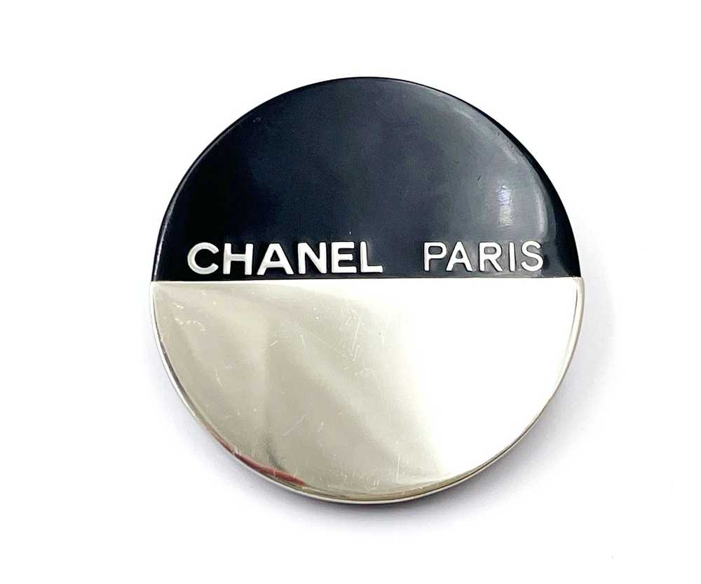 Chanel Chanel Silver Black CC Half Half Round Bro… - image 1