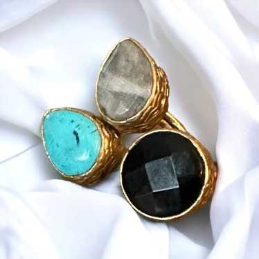 Vintage Vintage triple gemstone ring - image 1