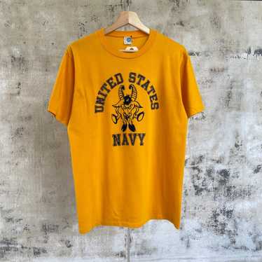 Vintage United States Navy T-shirt 80s Yellow - image 1