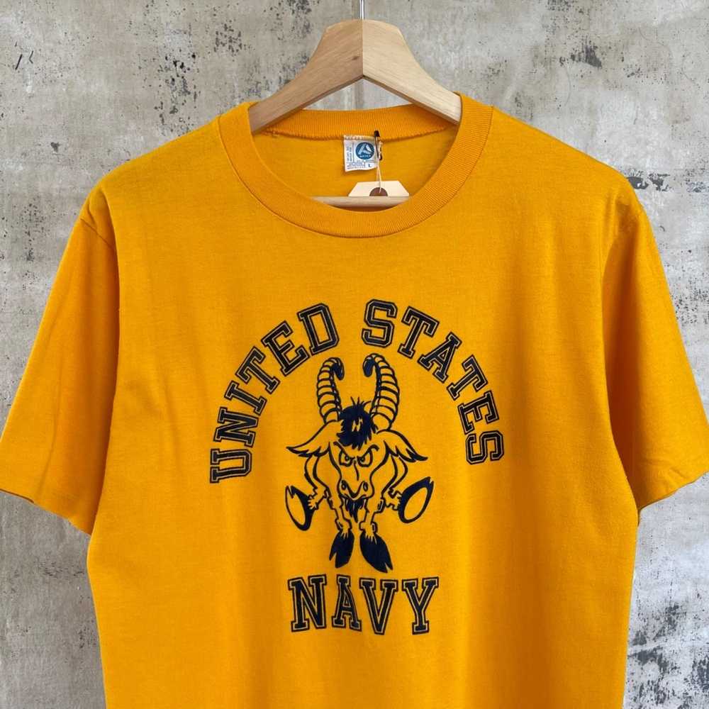 Vintage United States Navy T-shirt 80s Yellow - image 3