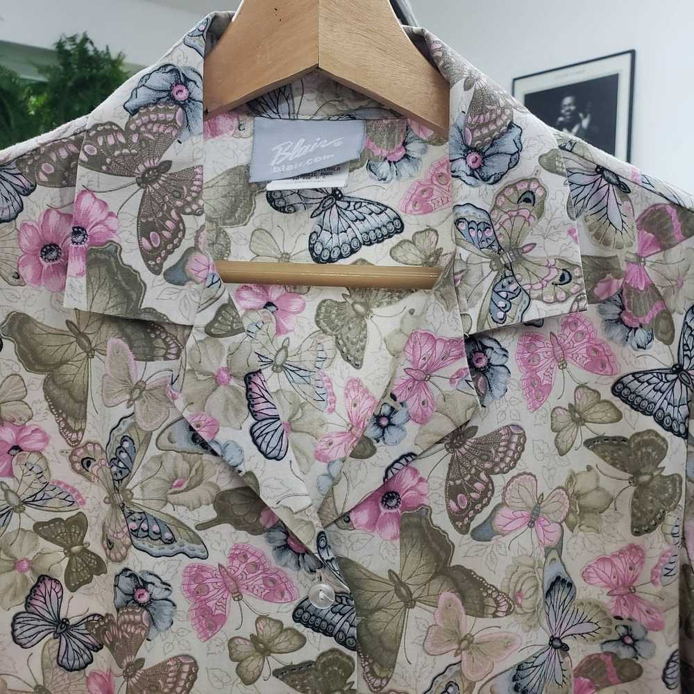 Unkwn Vintage Cute Butterfly Camp Collar Shirt - image 3