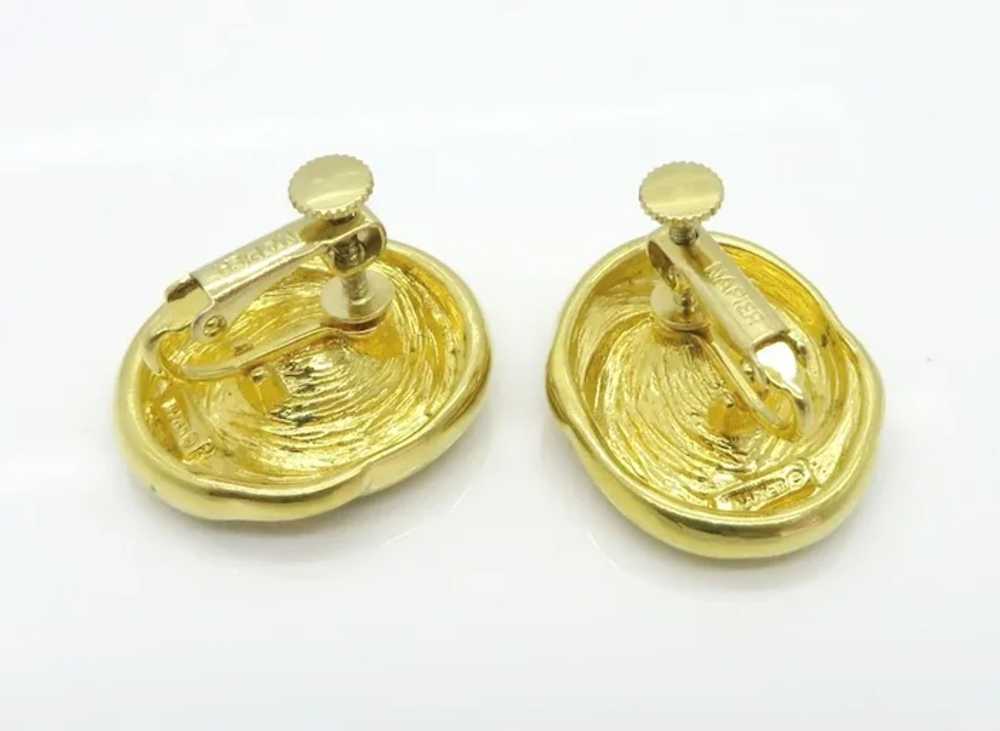 Napier Oval Gold Tone Rhinestone Clip-on Earrings - image 5