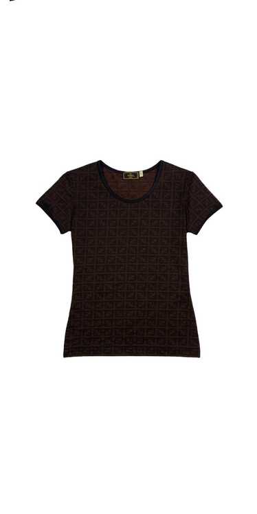 Fendi Black Embossed Logo Print Cotton Fendirama T-Shirt M at