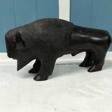 Vintage Buffalo Bison Large Ironwood Art Hand Car… - image 1