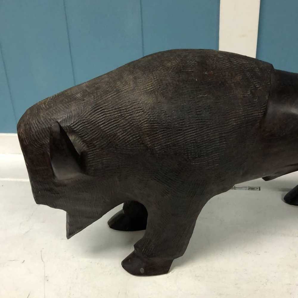 Vintage Buffalo Bison Large Ironwood Art Hand Car… - image 2