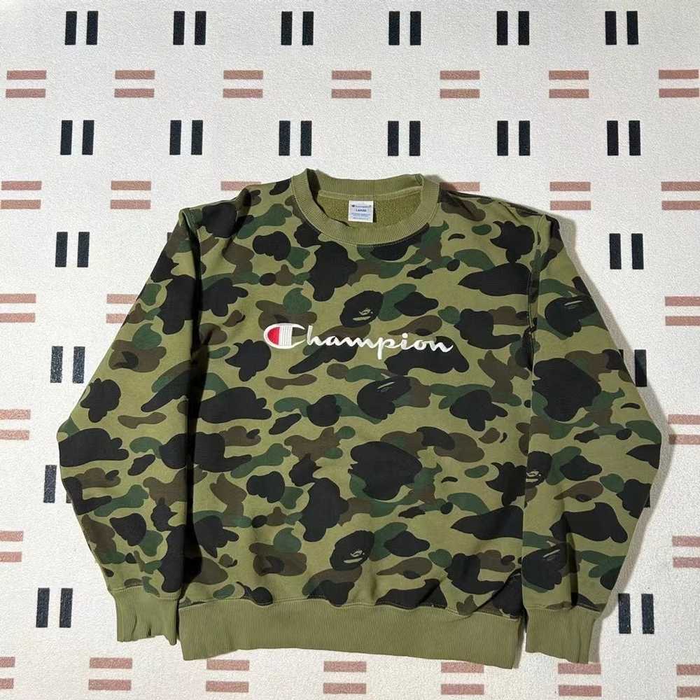 Bape × Champion BAPE x CHAMPION 1ST CAMO CREWNECK - image 1