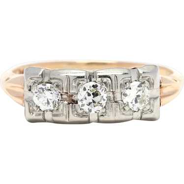 Vintage .35ctw Diamond Three Stone Ring, 14K Yell… - image 1