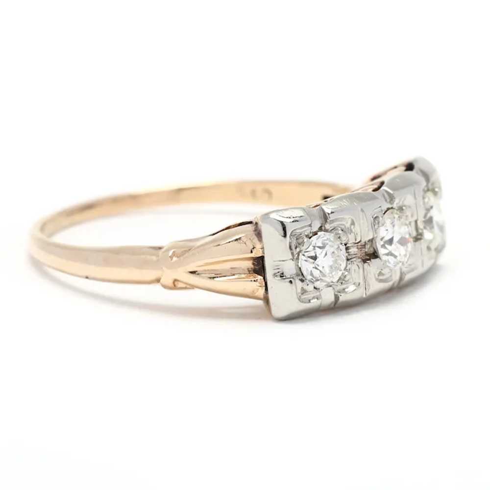 Vintage .35ctw Diamond Three Stone Ring, 14K Yell… - image 2