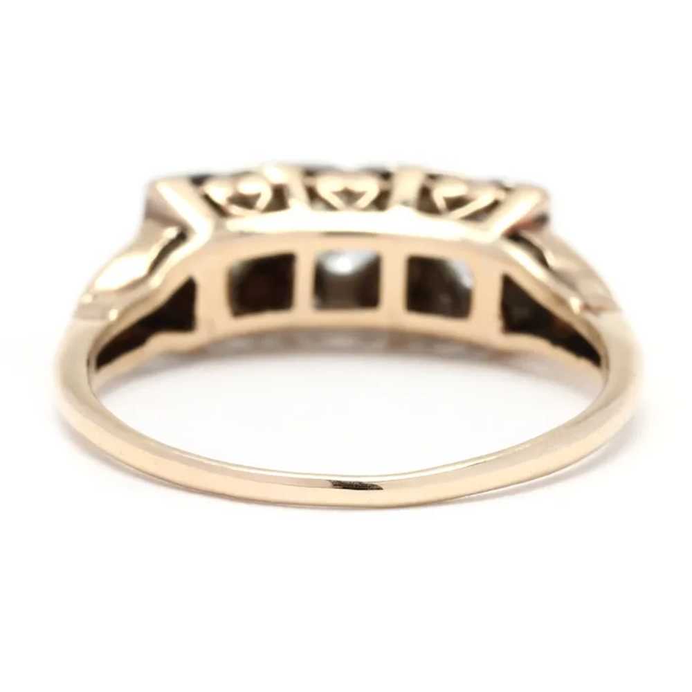 Vintage .35ctw Diamond Three Stone Ring, 14K Yell… - image 3