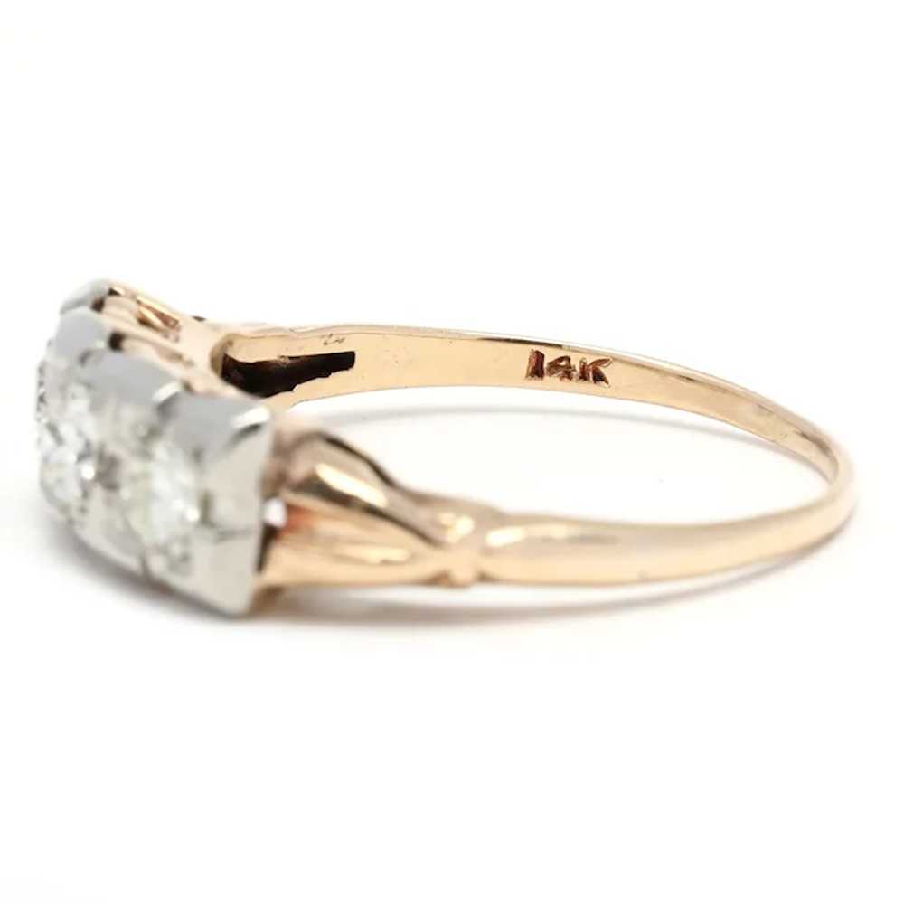 Vintage .35ctw Diamond Three Stone Ring, 14K Yell… - image 5