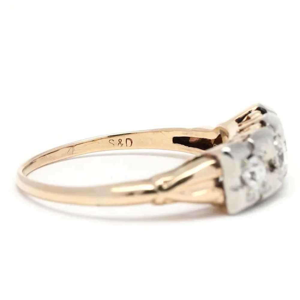 Vintage .35ctw Diamond Three Stone Ring, 14K Yell… - image 6