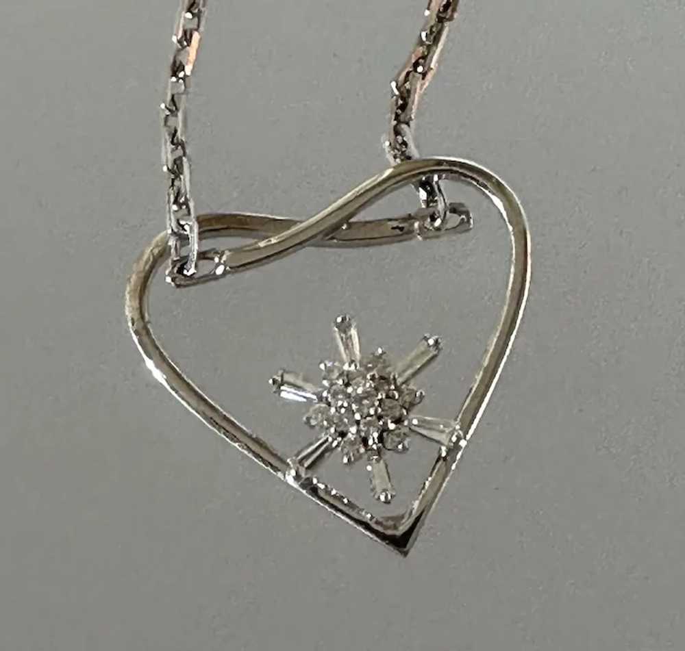 14K WG & Diamond Cluster Heart Necklace - image 11