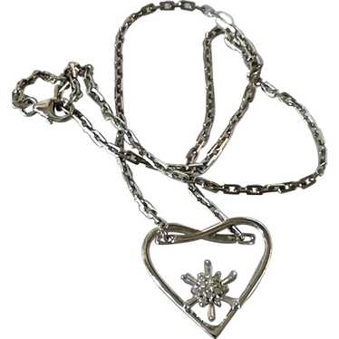 14K WG & Diamond Cluster Heart Necklace - image 1