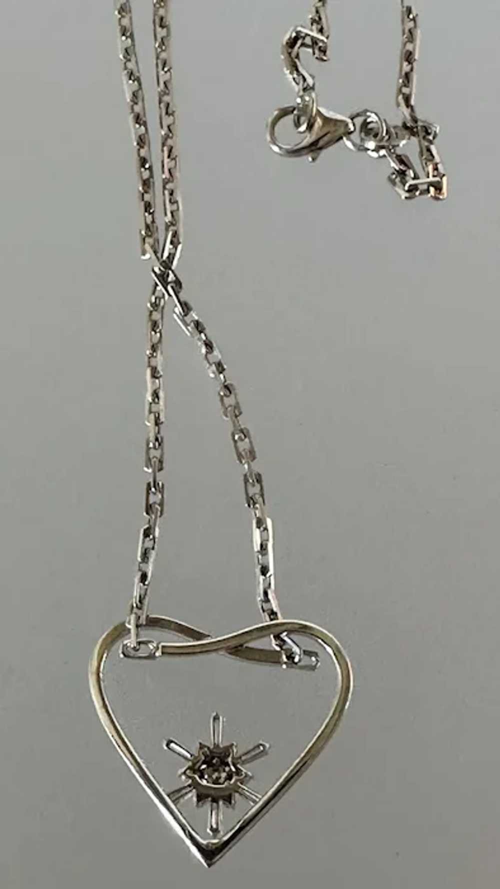 14K WG & Diamond Cluster Heart Necklace - image 2