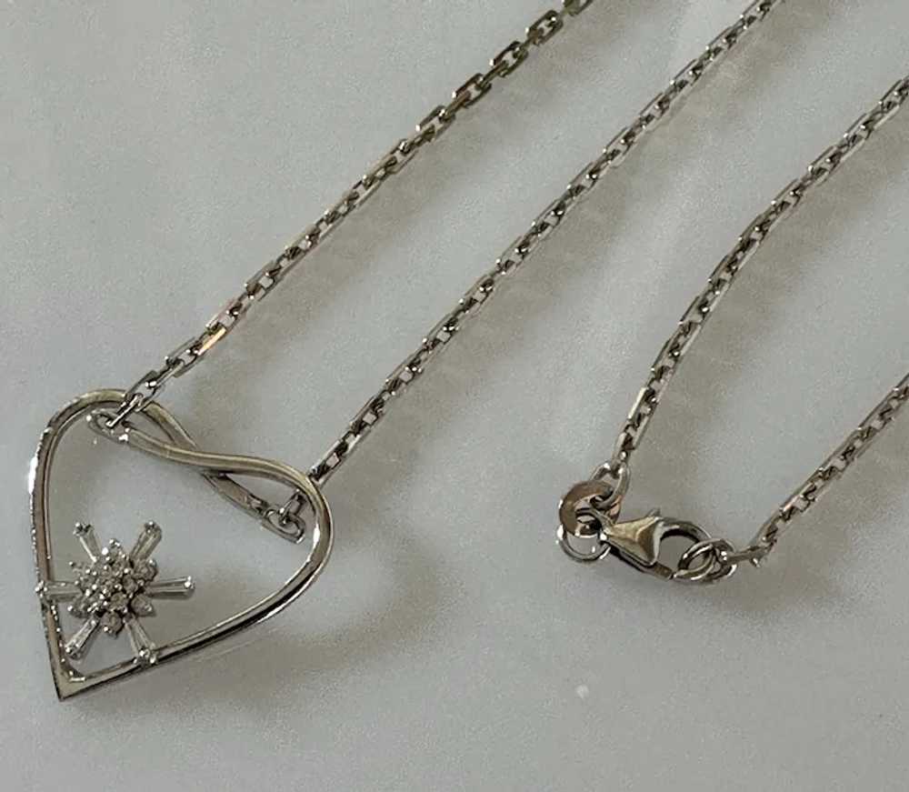 14K WG & Diamond Cluster Heart Necklace - image 4