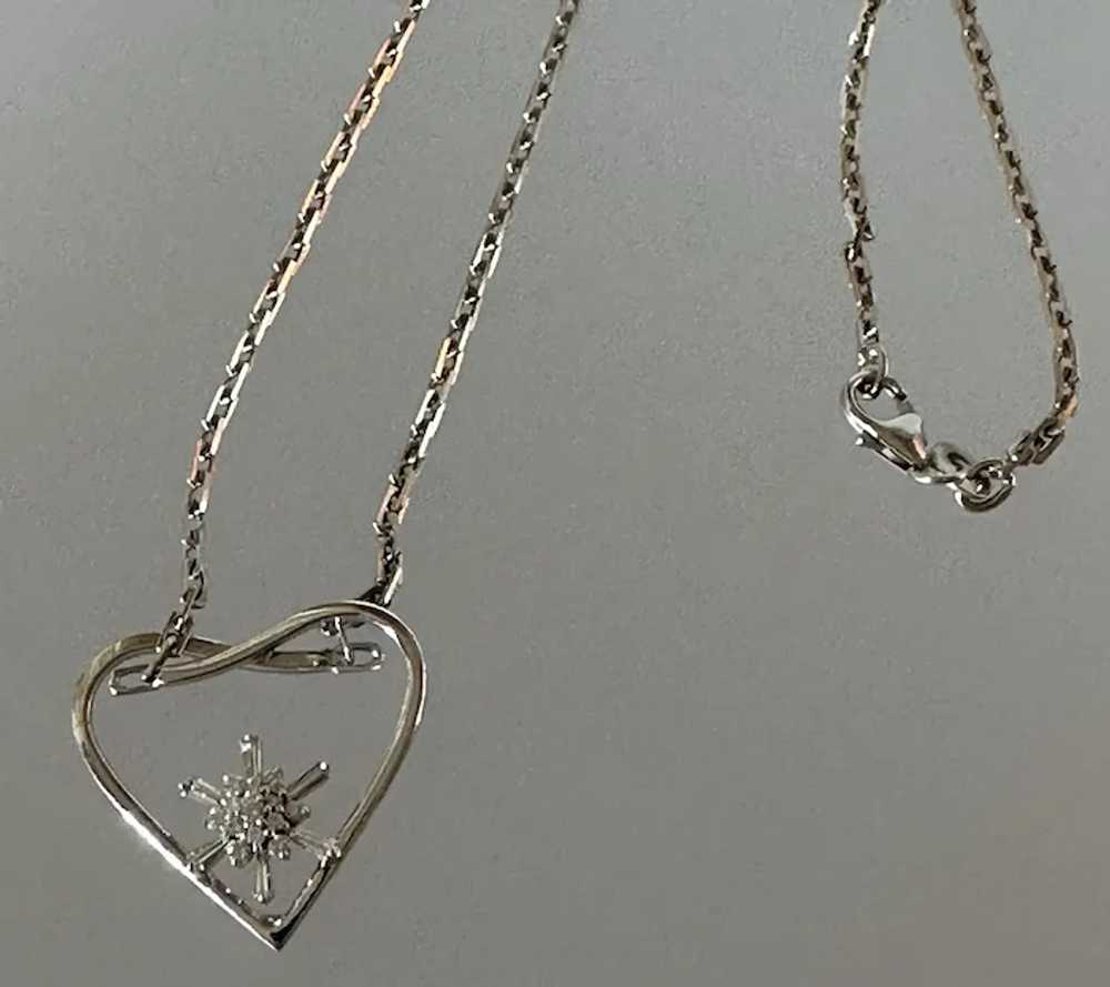 14K WG & Diamond Cluster Heart Necklace - image 5