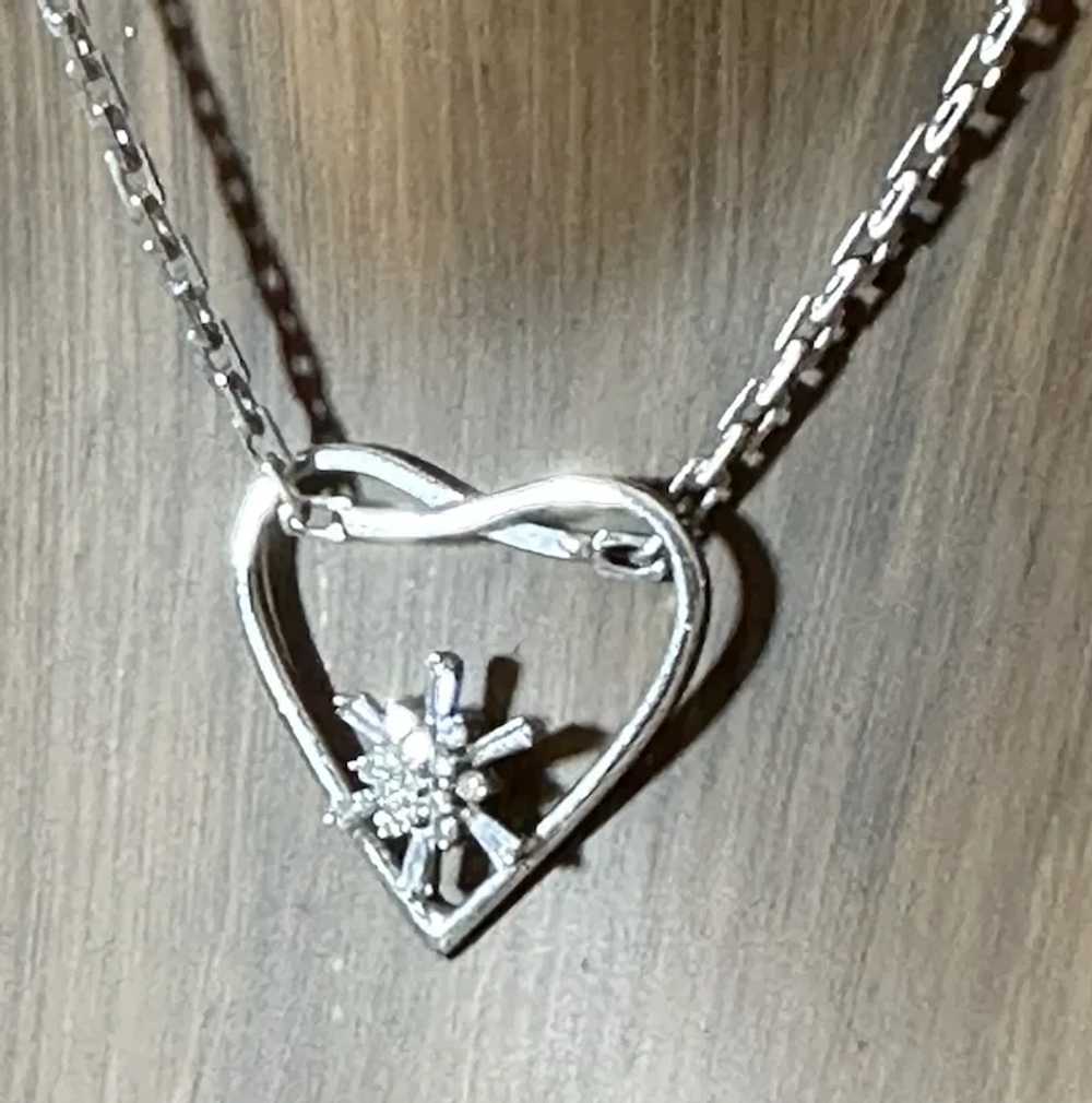 14K WG & Diamond Cluster Heart Necklace - image 6