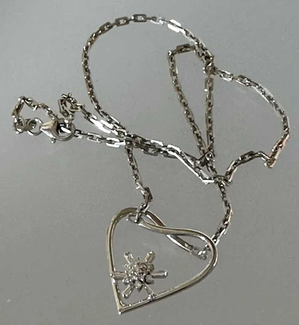 14K WG & Diamond Cluster Heart Necklace - image 8