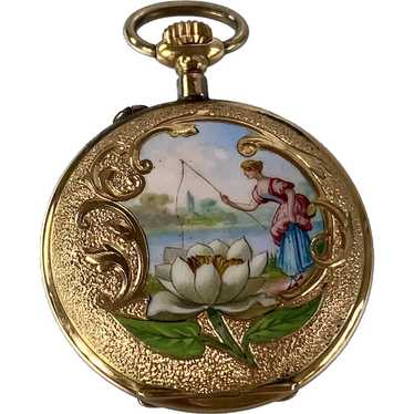 14K YG Ladies Pocket Watch