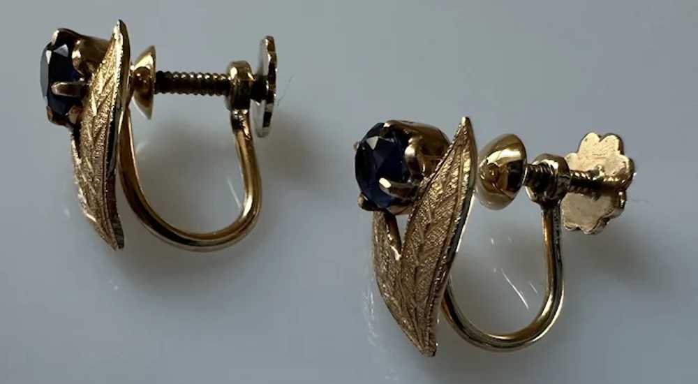 18K YG Non-Pierced Sapphire Earrings - image 4