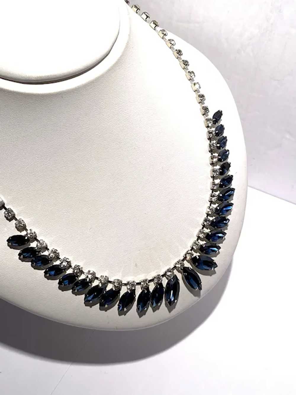 Blue and Clear Rhinestone Necklace for Prom - image 3