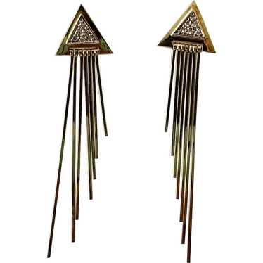 14K YG Fringe Earrings - image 1