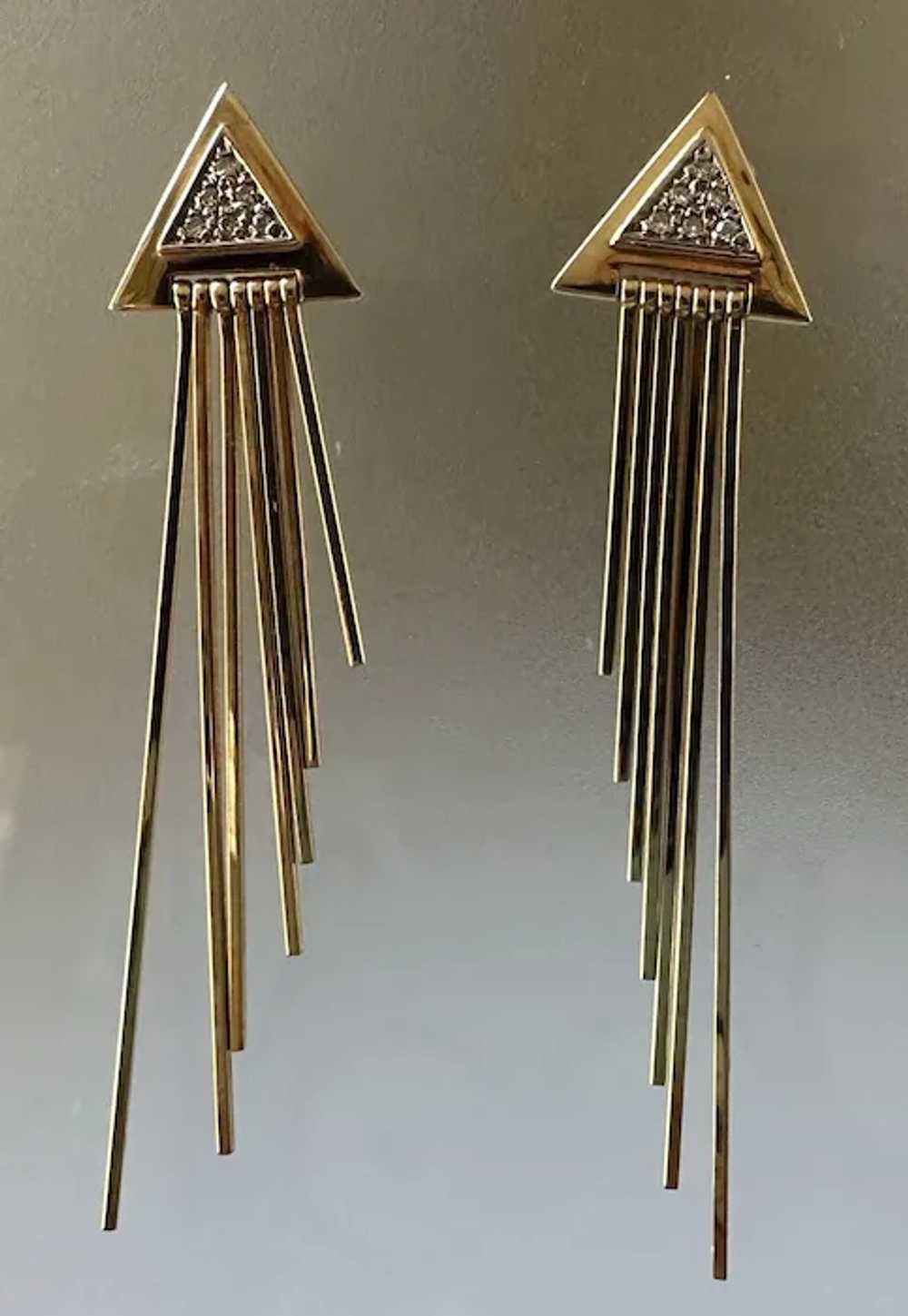 14K YG Fringe Earrings - image 4