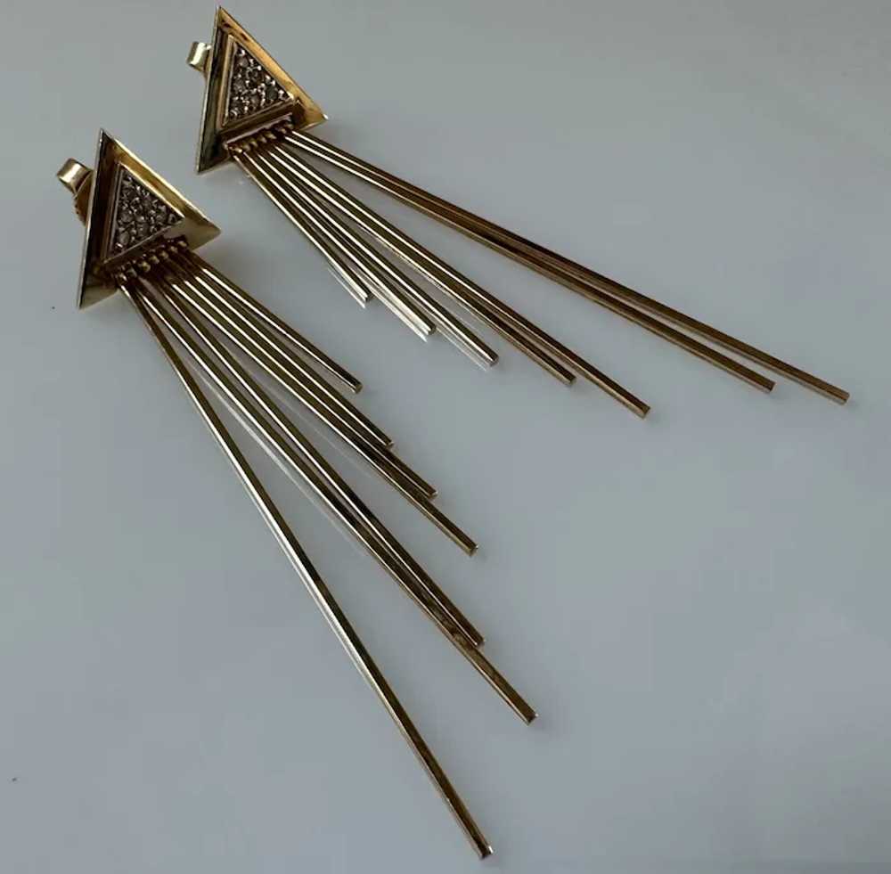 14K YG Fringe Earrings - image 8