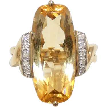 14K Gold Citrine & Diamond Ring