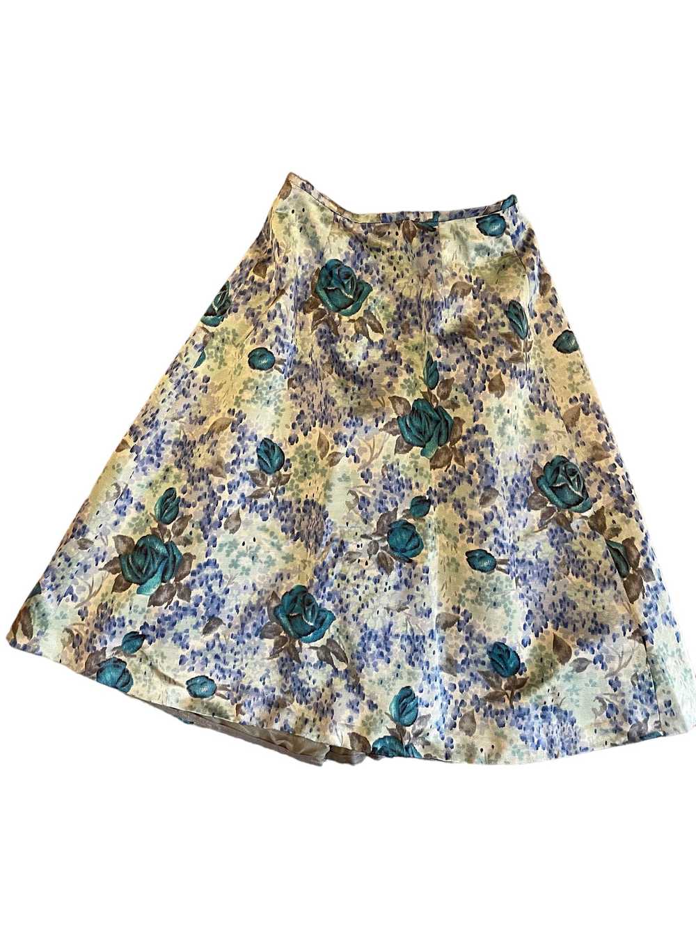 1950's Silk Floral Skirt - image 1
