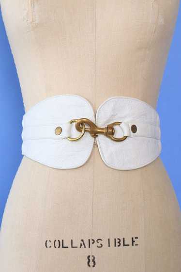 White Leather Corseted Belt