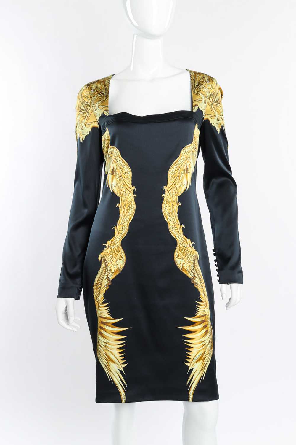 ROBERTO CAVALLI Baroque Wings Graphic Silk Dress - image 3