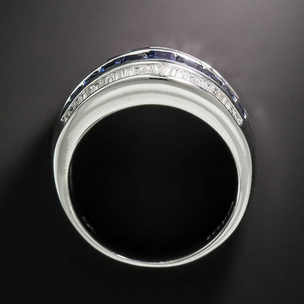 Estate Sapphire and Baguette Diamond Band Ring - image 3