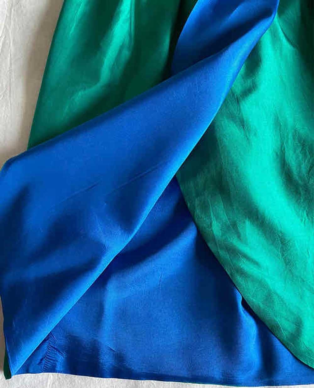 Silk dress - Hand-sewn bustier dress, emerald gre… - image 6