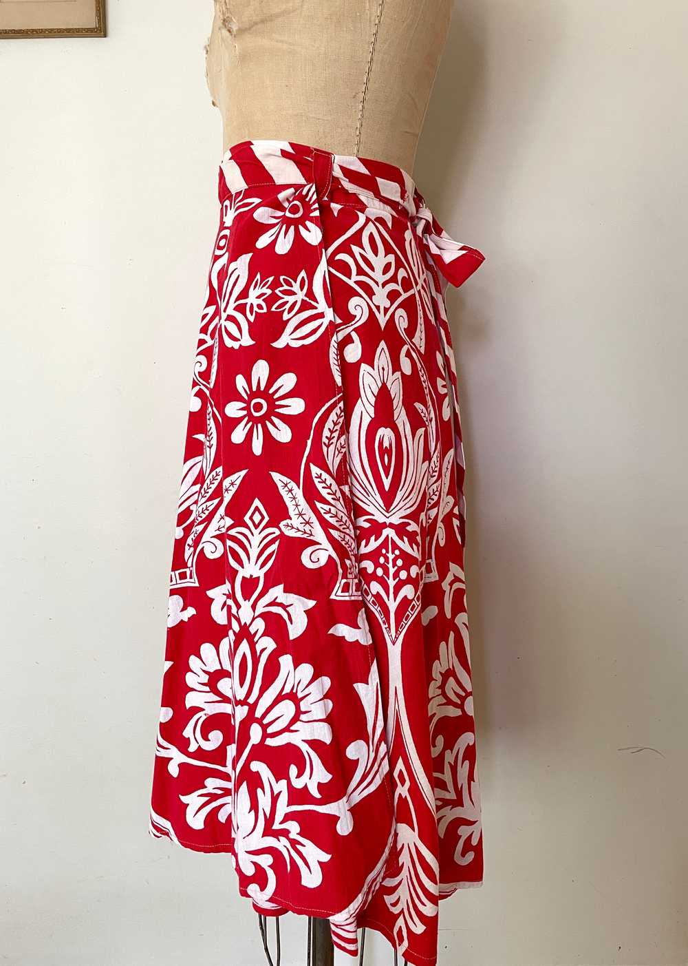 1970's Red & White Wrap Skirt - S/M - image 4