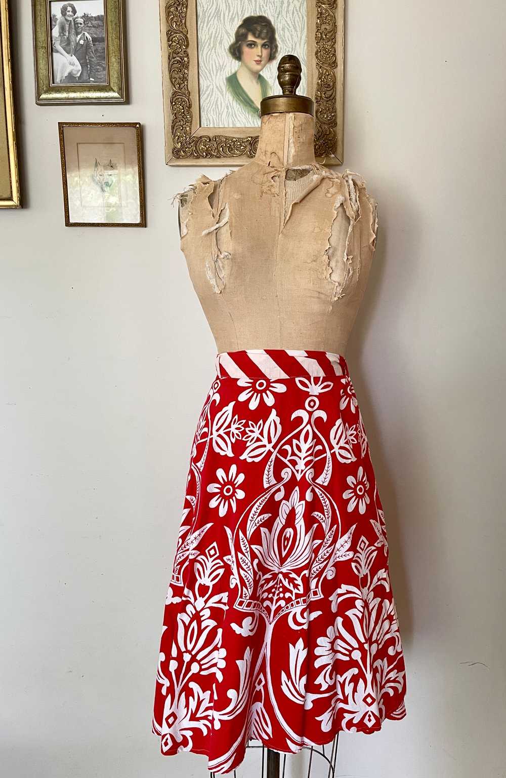 1970's Red & White Wrap Skirt - S/M - image 6