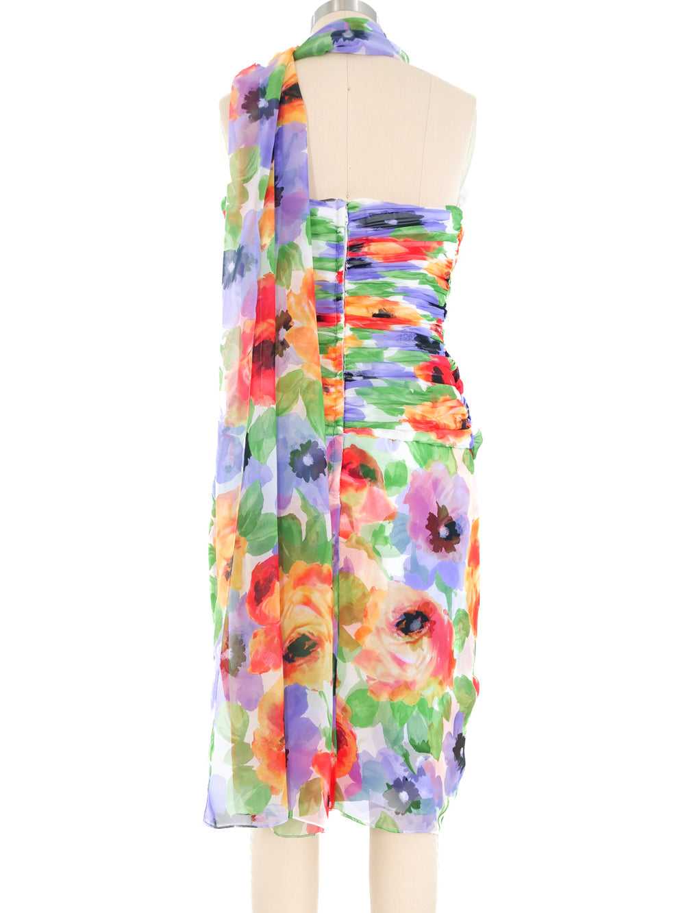 Victor Costa Ruched Floral Bustier Dress - image 5